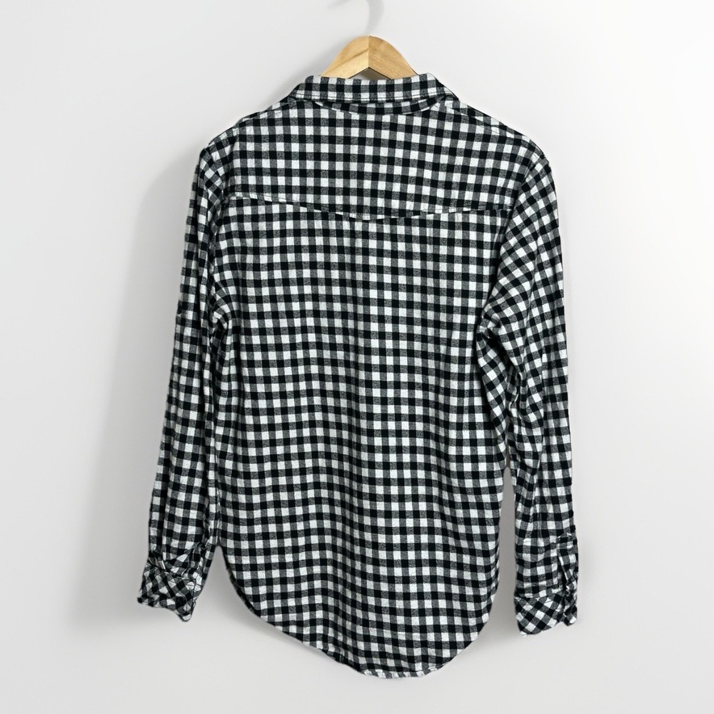 Matchstick Plaid Flannel Shirt Black White Button-Up Long Sleeve Women's Large - Picture 4 of 7